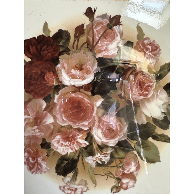 Tirinnanzi Italy Hand Painted Floral Gold Trim Bow Handles Serving Tray For Sale - Image 11 of 15