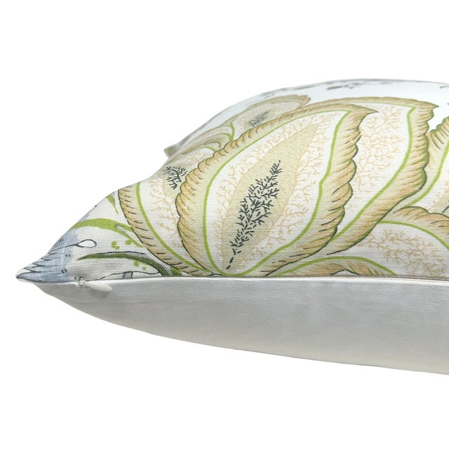 Kalamkari Floral Pillow Cover in Aqua, 14x20 Pillow For Sale - Image 4 of 5