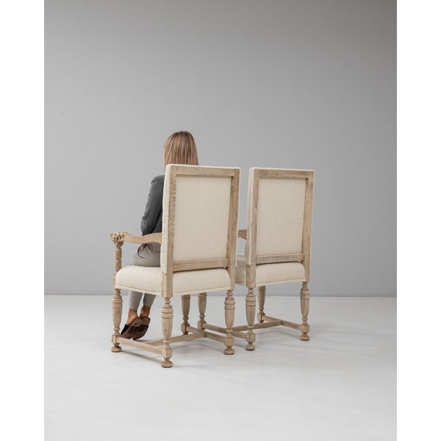 1900s French Oak Armchairs With Upholstered Cushions - A Pair For Sale - Image 11 of 18