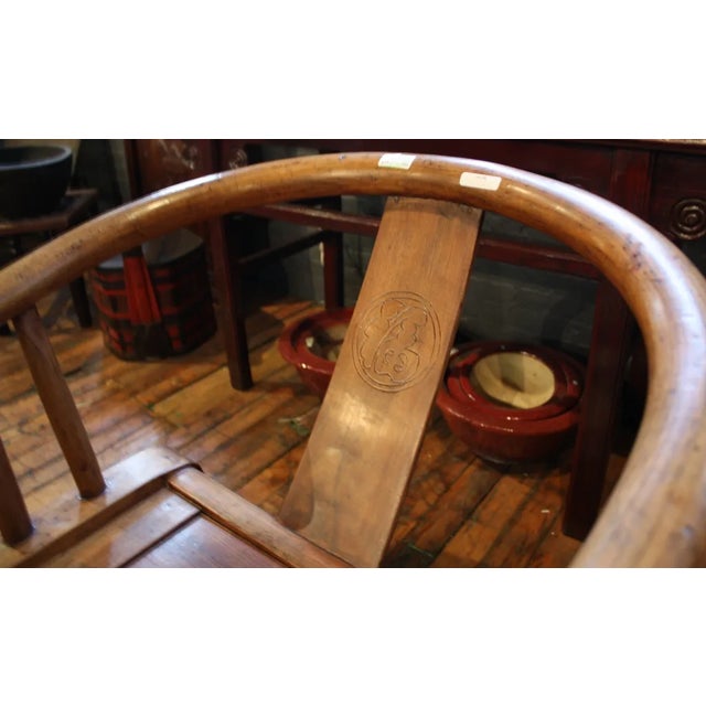 Rustic Country Style Curved Bowback Elm Armchair For Sale - Image 3 of 5