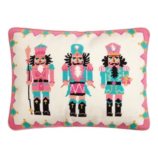 Nutcrackers Emb Embroidered Needlepoint Pillow, 14" x 18" For Sale