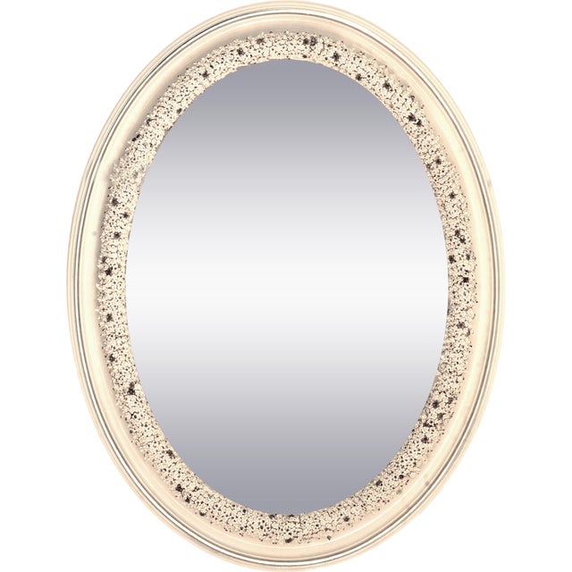 2000 - 2009 Late 20th Century Oval Wall Mirror with Capodimonte Porcelain Buds and Silver Leaf Details from Giulio Tucci, Italy For Sale - Image 5 of 5