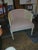 Mid 20th Century Cane Back Barrel Chair Whitewash Wood Pink Slub Linen Upholstery For Sale - Image 4 of 8