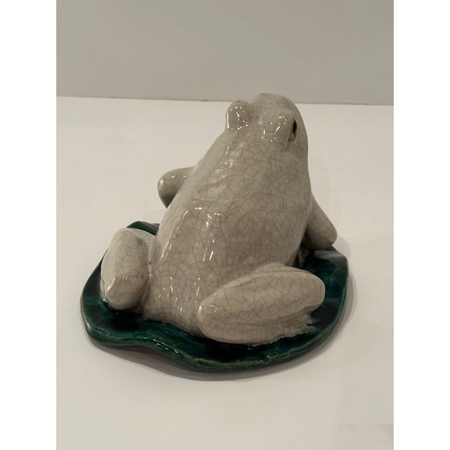 Italian Vintage Italian Glazed Pottery Frog Sculpture For Sale - Image 3 of 9