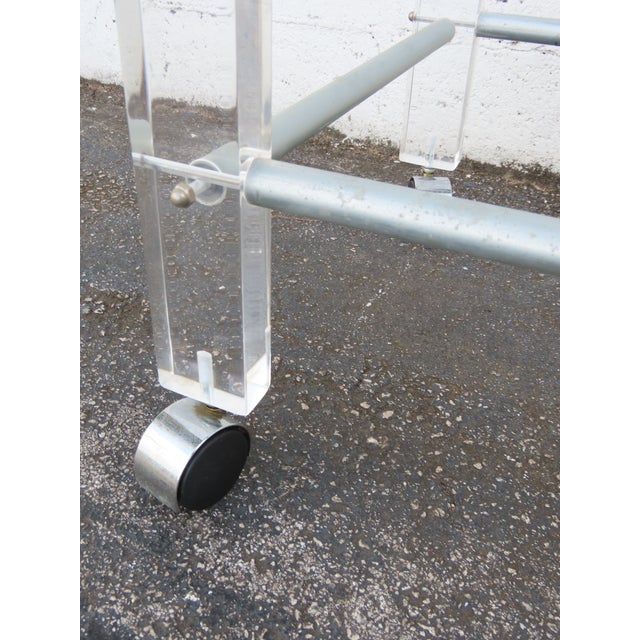 Hollywood Regency Two Tiers Lucite Tea Cart Bar With Removable Trays 6318 For Sale - Image 18 of 18