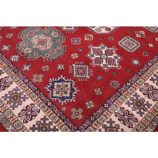 Shabby Chic Bohemian Kazak Red/Ivory Wool Rug - 8'0''x9'10'' For Sale - Image 3 of 10