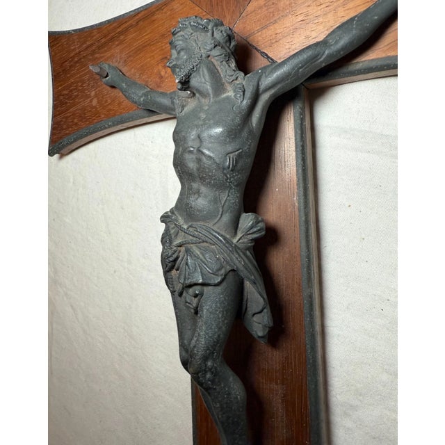 High Quality Antique Carved Wood Gilt Bronze Religious Jesus Wall Crucifix Cross For Sale In New York - Image 6 of 14