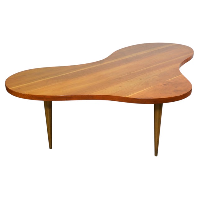 Wood Freeform Walnut Brass Coffee Table, Model 1759 by t.h. Robsjohn-Gibbings, 1950s For Sale - Image 7 of 18