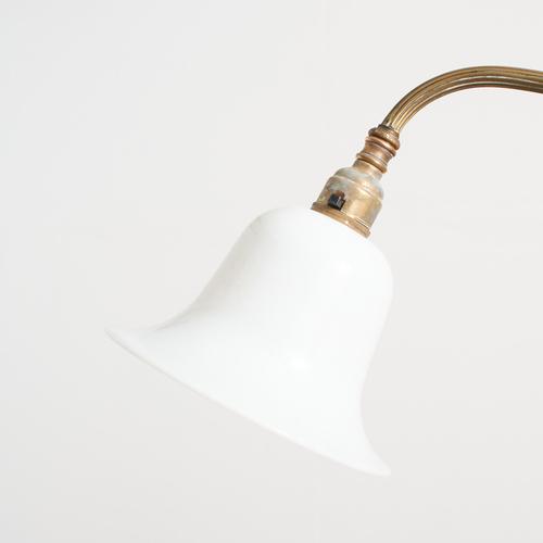 White Antique French Brass Rise and Fall Pump Desk Lamp, 1890s For Sale - Image 8 of 10