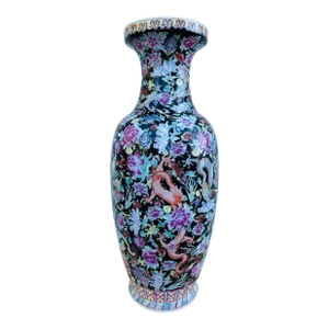 Antique Late 19th Century Chinese Imperial Famille Noir Porcelain Vase