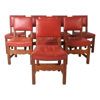 1950s Set 8 Danish Mid Century Old School Dining Chairs For Sale