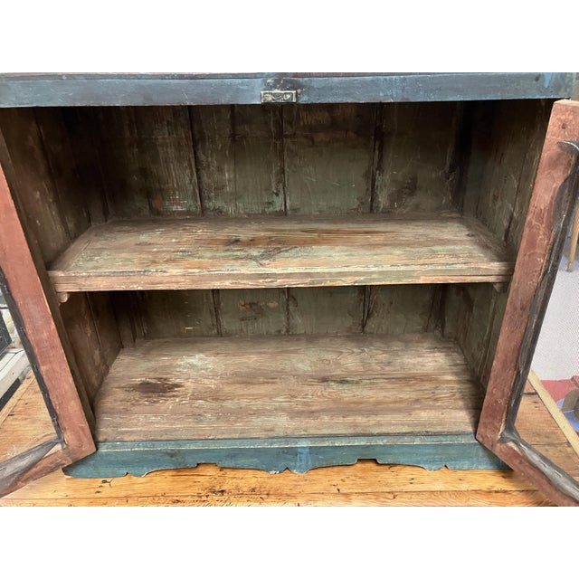 Wood Antique Pie Cabinet With Arts & Crafts Tile and Original Hardware For Sale - Image 7 of 11