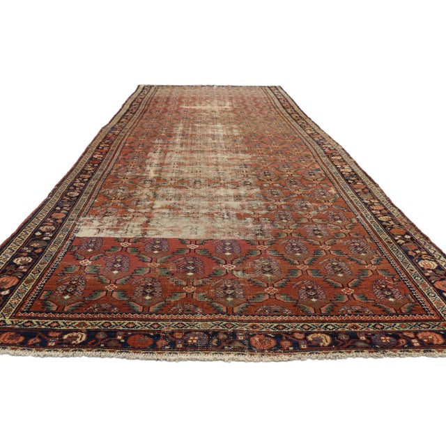 Rustic Antique Persian Hamadan Gallery Rug - 06'01 X 16'01 For Sale - Image 3 of 7