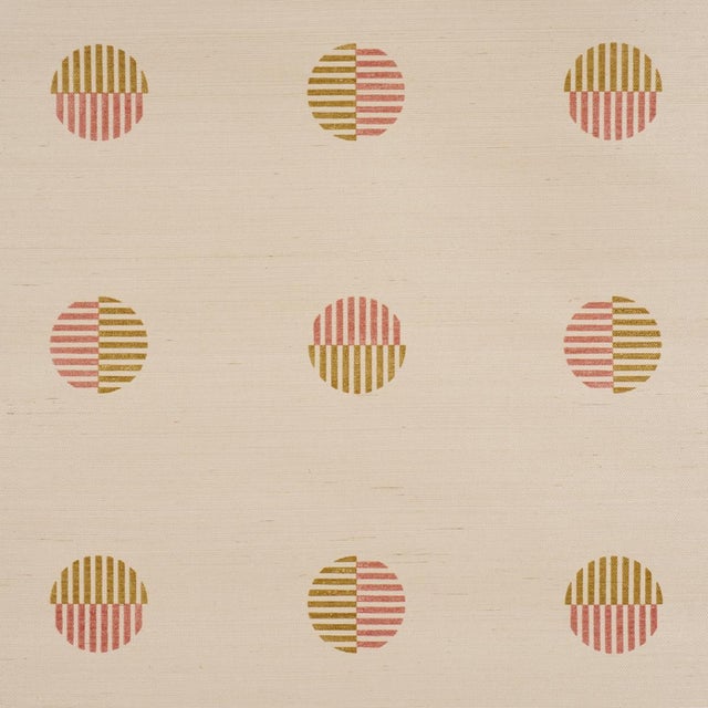 Sample - Schumacher Ando Hand Blocked Sisal Wallcovering In Rust & Ochre For Sale