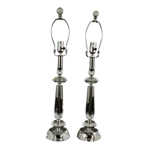 1990s Cut Crystal Table Lamps - a Pair