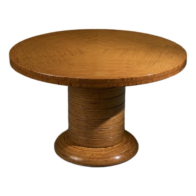 Pentagono Round Center Table in Layered Plywood by Pino Pedano, Italy, Late 1970s For Sale