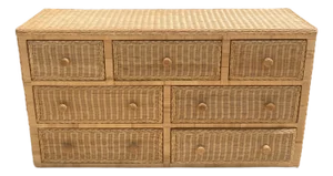 Boho Chic Natural Wicker 7 Drawer Double Dresser