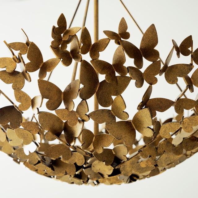 Not Yet Made - Made To Order Brilliant Gold Butterfly Dish Light For Sale - Image 5 of 6