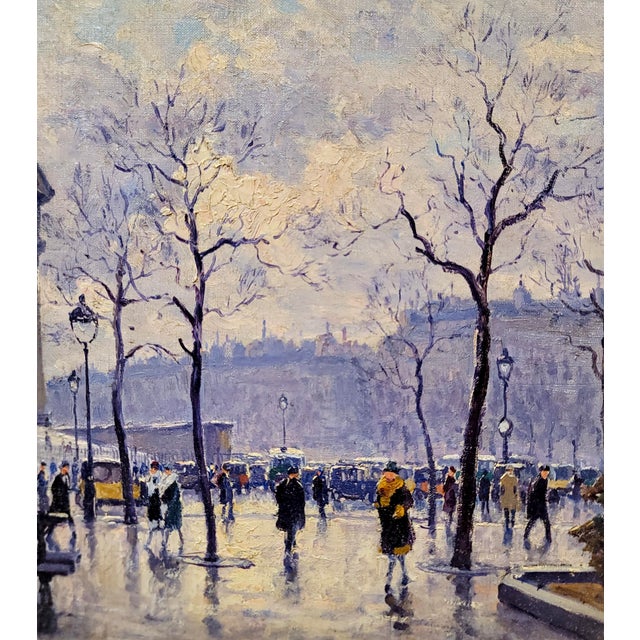 Henry Malfroy-1930s People in the Street at Place De La Madeleine,Paris-Oil Painting For Sale - Image 4 of 9