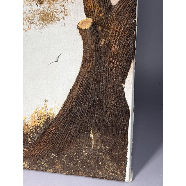 Vintage Mixed Media Impasto Textured Oil Painting Original Signed Art on canvas Cypress Tree in Swamp, 20x24 One small...