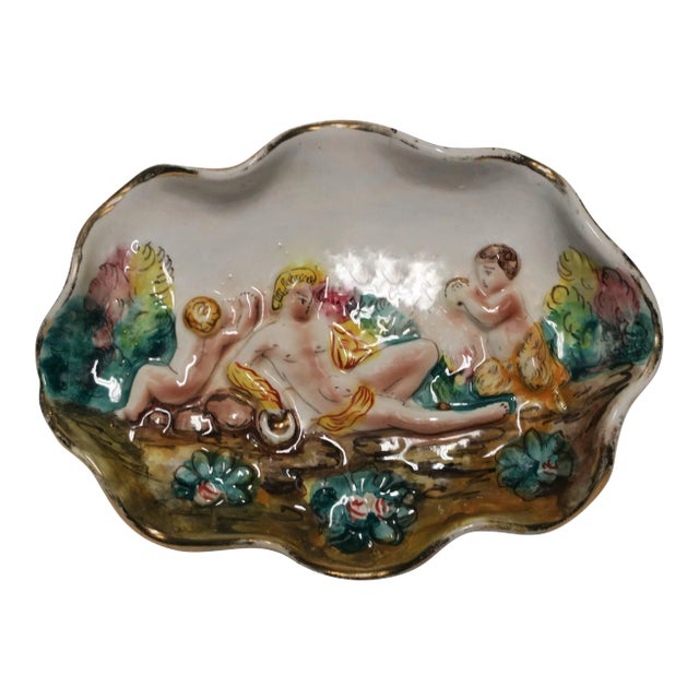 Italian Jewelry Dish With Classical Roman Male Relief Scene For Sale