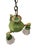 Antique Art Deco Brass Pan 3 Light Chandelier Ceiling Light 1920s Green & Gold For Sale - Image 10 of 12