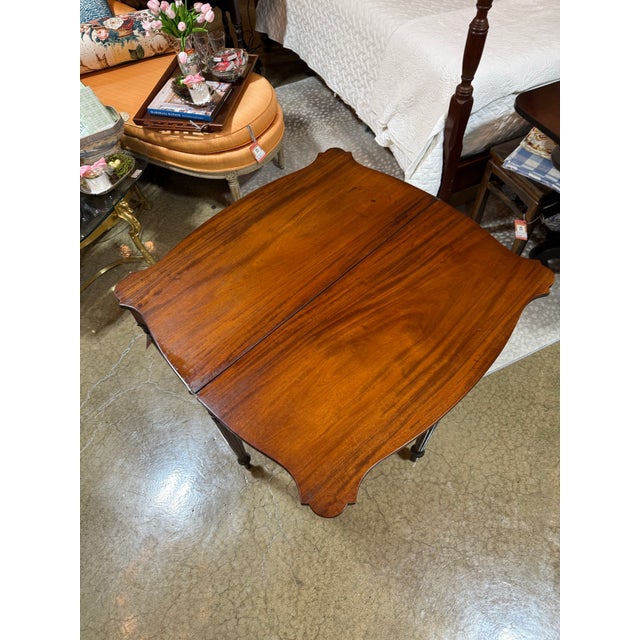 Early 19th Century Antique Sheraton Style Serpentine Front Mahogany Antique Game Table For Sale - Image 9 of 12
