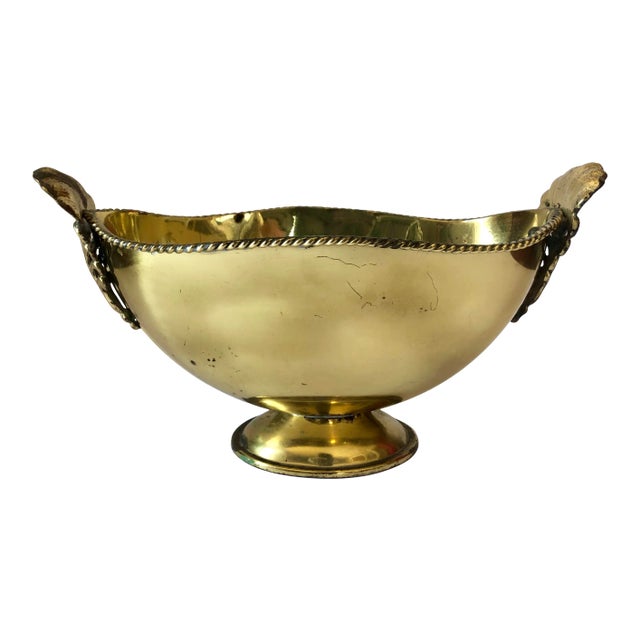 Mid 20th Century Vintage Italian Brass Cachepot For Sale