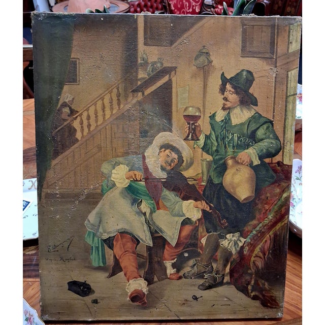 After Roybet, Depicting a Lively Tavern Scene, Late 19th century, Oil Painting on Canvas For Sale - Image 7 of 8