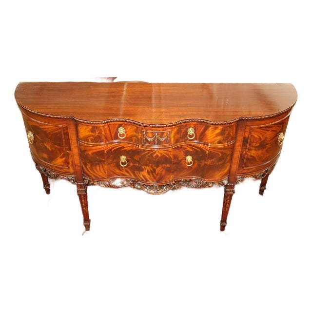 Early 20th Century Batesville Romweber Mahogany Carved Buffet Server Sideboard For Sale