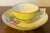 Traditional Antique 19th Century Meissen Porcelain Tea Cup and Saucer With Tropical Floral Decoration on a Bright Yellow Ground For Sale - Image 3 of 11