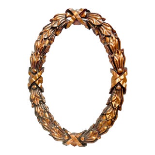 Large 45" Baroque Hand Carved Oval Giltwood Frame For Sale