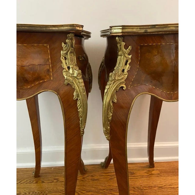 Early 20th Century French Louis XIV Style Tables With Ornate Gold Ormolu Detail - A Pair For Sale - Image 6 of 12