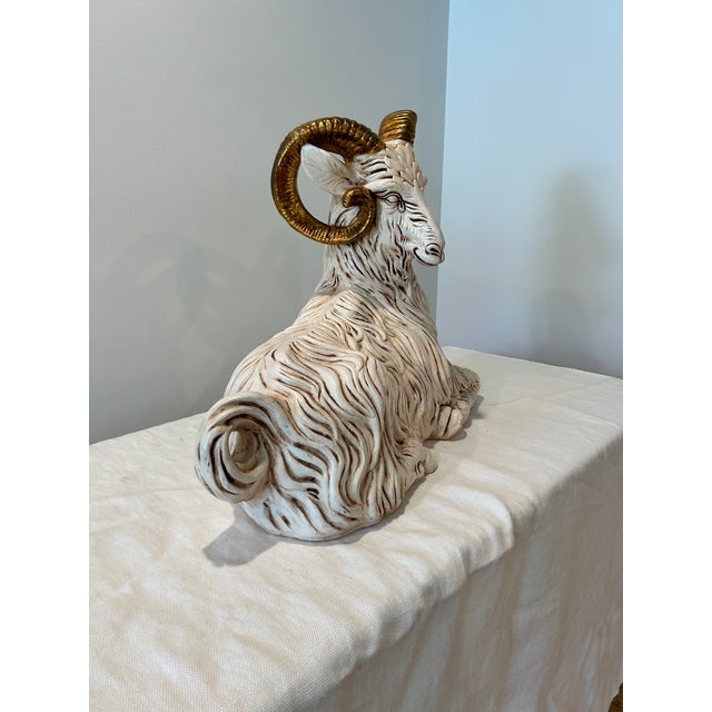 1960s Neo-Classical Style Ceramic Ram Figurine Sculpture For Sale - Image 4 of 9