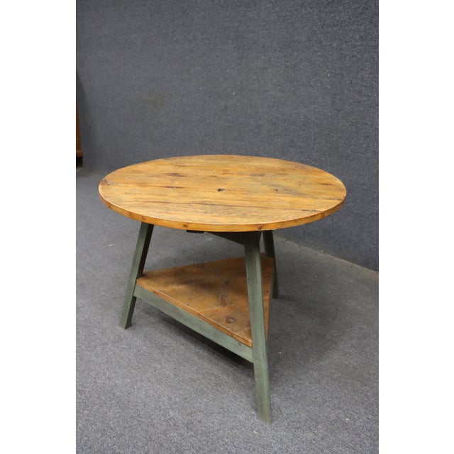 French Country Pine Coffee Table With Painted Trestle Base For Sale - Image 9 of 14