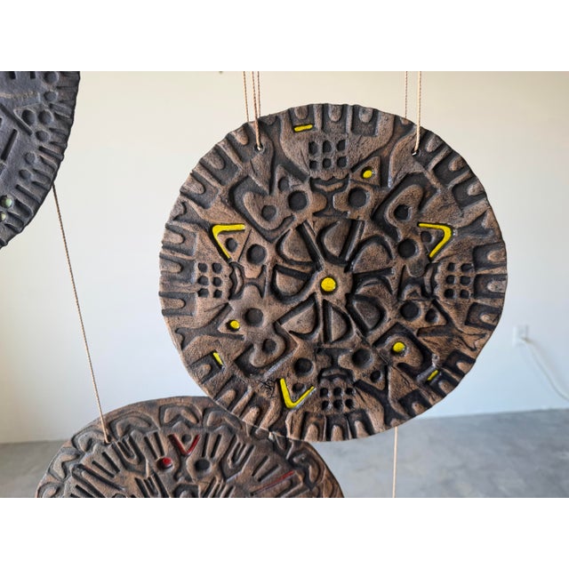 Large - Mid-Century Modern Signed Pottery Hanging Wind Chime For Sale - Image 9 of 12