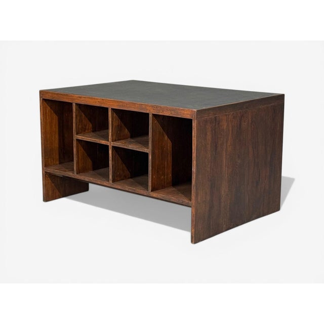 Pierre Jeanneret, Pigeonhole Desk, Teak, Leatherette, Chandigarh, India, 1960s For Sale - Image 9 of 9