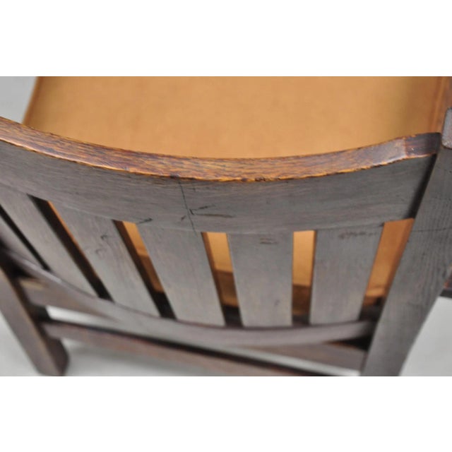 Antique Stickley & Brandt Mission Oak Arts & Crafts Arm Chair With Drop Seat For Sale - Image 14 of 16