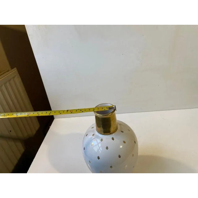 Ovoid White and Gold Glazed Ceramic Vase in the style of Wilhelm Kåge, 1970s For Sale - Image 4 of 6