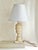 Vintage Italian Carved Alabaster Table Lamp With Linen Shade For Sale - Image 9 of 10