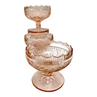 Vintage French Country Pink Champagne Coupe Glasses - Set of Four For Sale