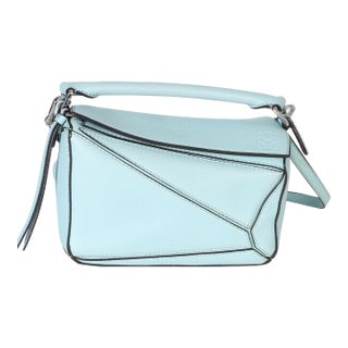 Light Blue Grained Calfskin Mini Puzzle For Sale