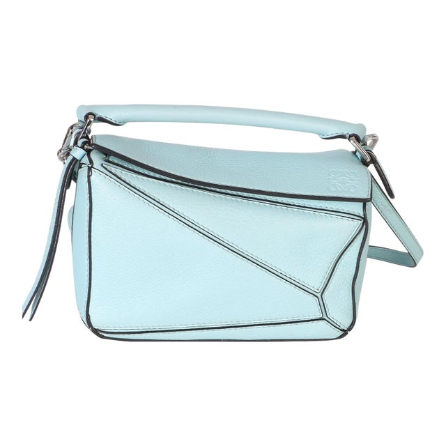 Light Blue Grained Calfskin Mini Puzzle For Sale