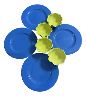 Italian Scallops Footed Bowls & Large Serving Plates - Set of 8