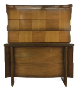 Mid Century Modern Highboy Dresser With Sled Legs and Cedar Lined Drawer