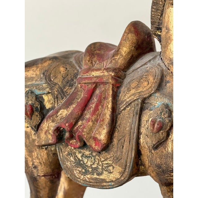 Late 19th Century Chinese Carved, Gilt and Polychrome Wooden Horse For Sale In Palm Springs - Image 6 of 15