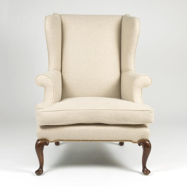 Wood Late 19th Century Mahogany Frame Upholstered Wing Chair For Sale - Image 7 of 13