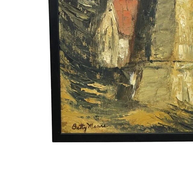 Black Vintage Signed Lighthouse Landscape Painting by Betty, Coastal Scene, Framed Original. For Sale - Image 8 of 10