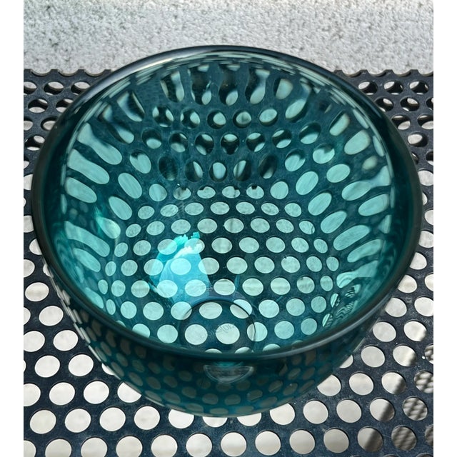 Mid-Century Modern Vintage Orrefors Sweden Scandinavian Colored Crystal Glass Decorative Bowl Vase For Sale - Image 3 of 3