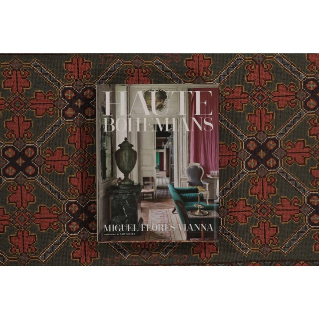 Red Antique Swedish Folk Tapestry With Geometric Design in Green & Red - Rug & Kilim For Sale - Image 8 of 10